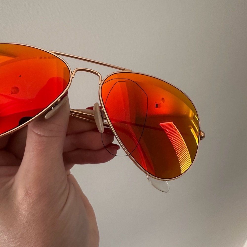 Ray-Ban Aviator Sunglasses with Fiery Red Lenses - Picture 4 of 6